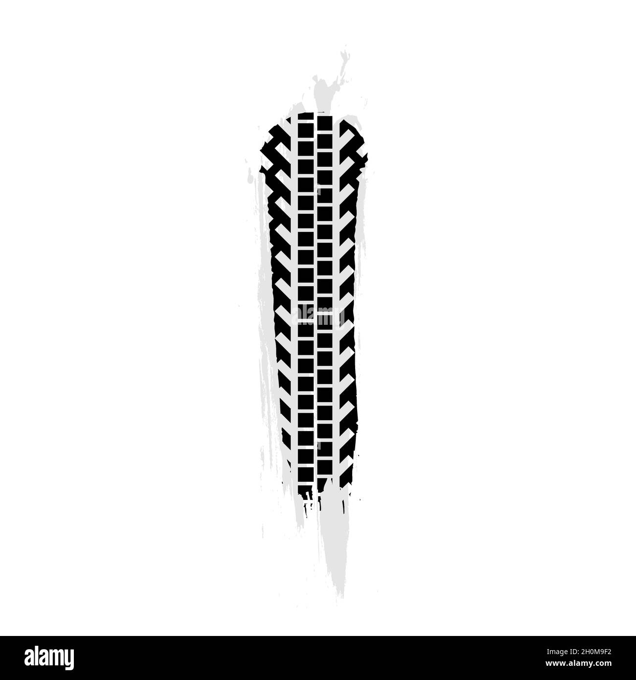 Spur der Reifen, Spur der Laufflächen des Fahrzeugs isoliert auf Weiß Stock Vektor