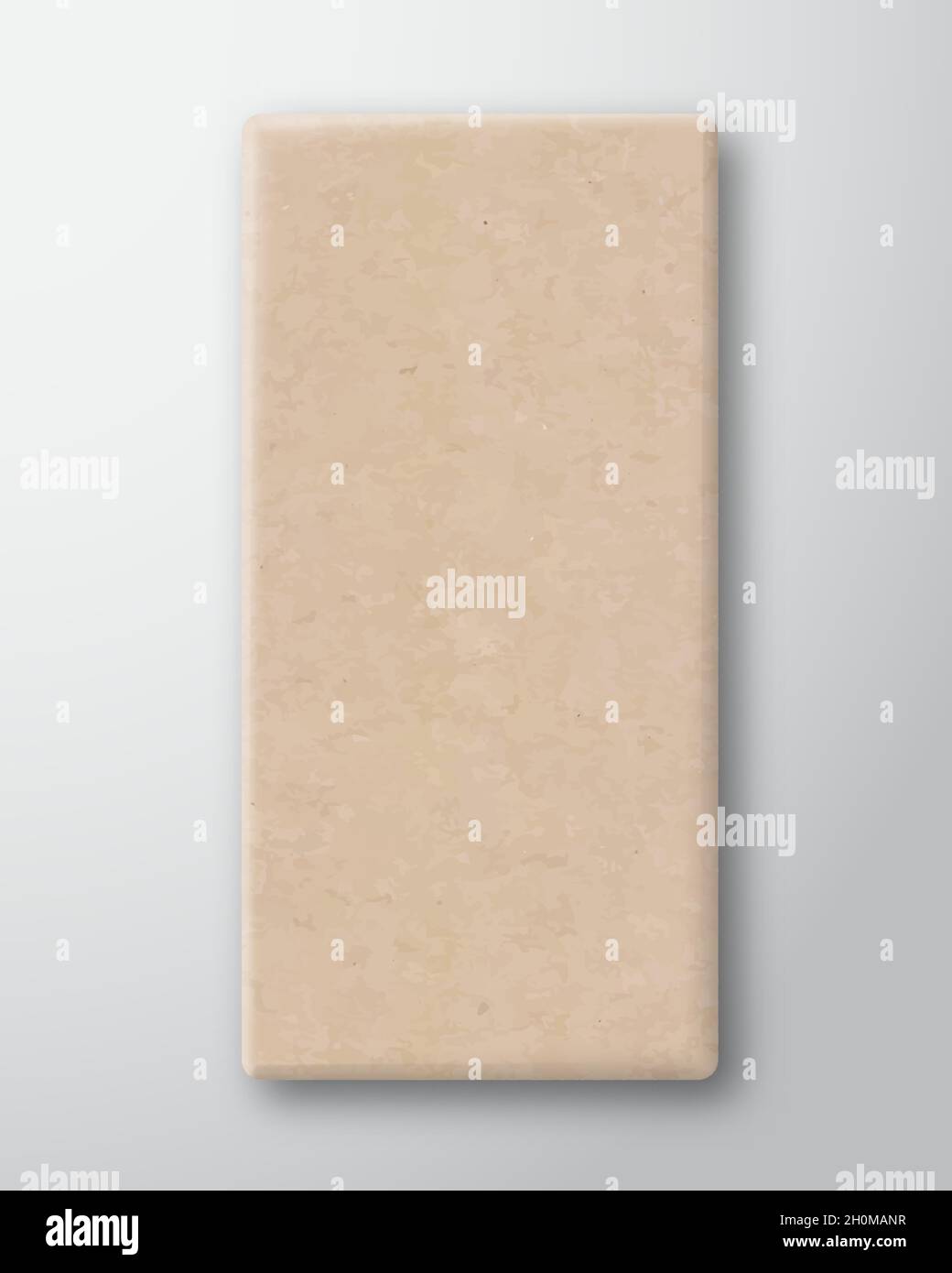 Craft Karton Chockolate Bar Box Container Template. Realistische Kartontextur Papierverpackung Mock Up mit Soft Shadow. Isoliert Stock Vektor
