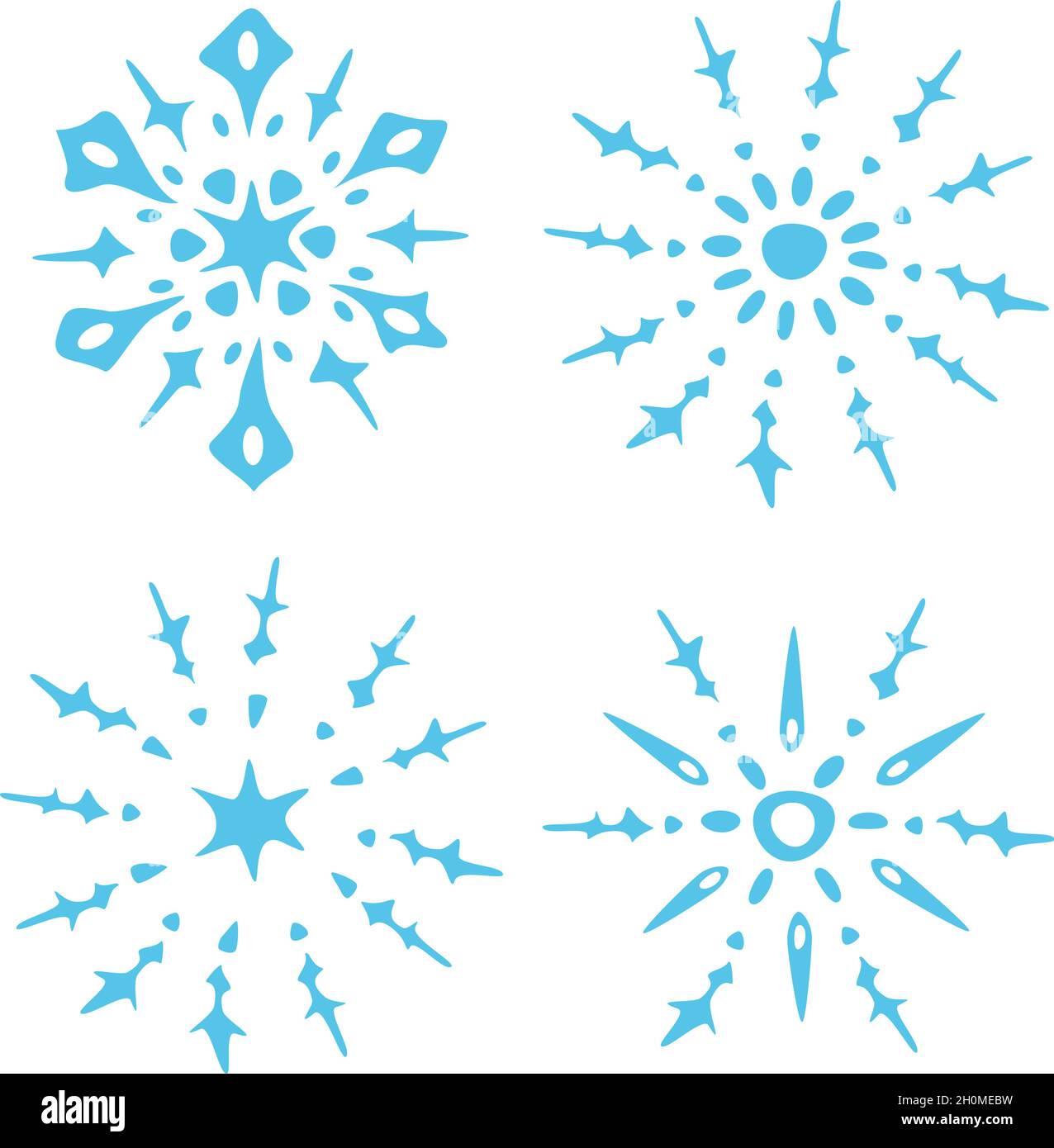 Vektor-Illustration mit Sammlung von ausgefallenen dekorativen Schneeflocken. Handgezeichnete Schneeflocken. Stock Vektor