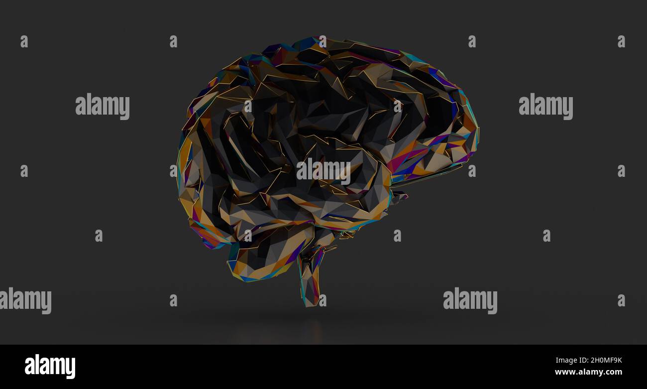 3d-Rendering des menschlichen Gehirns auf technischem Hintergrund Stockfoto