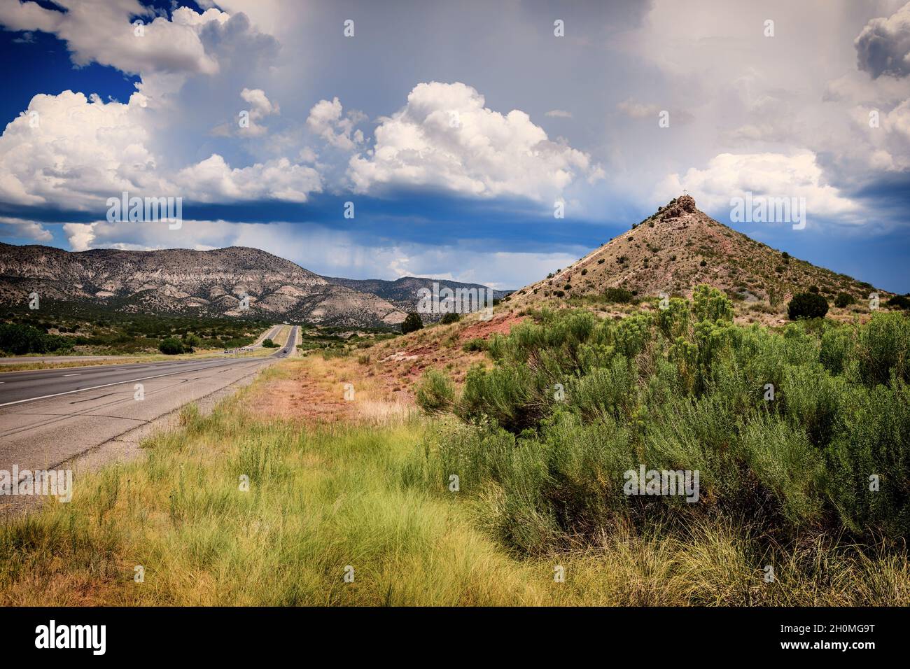 Runder Berg, Ort der 1868 Schlacht von runden Berg ein Scharmützel zwischen den Mescalero Apache und Tularosa tat Siedler, US Highway 70, New Mexiko. Stockfoto
