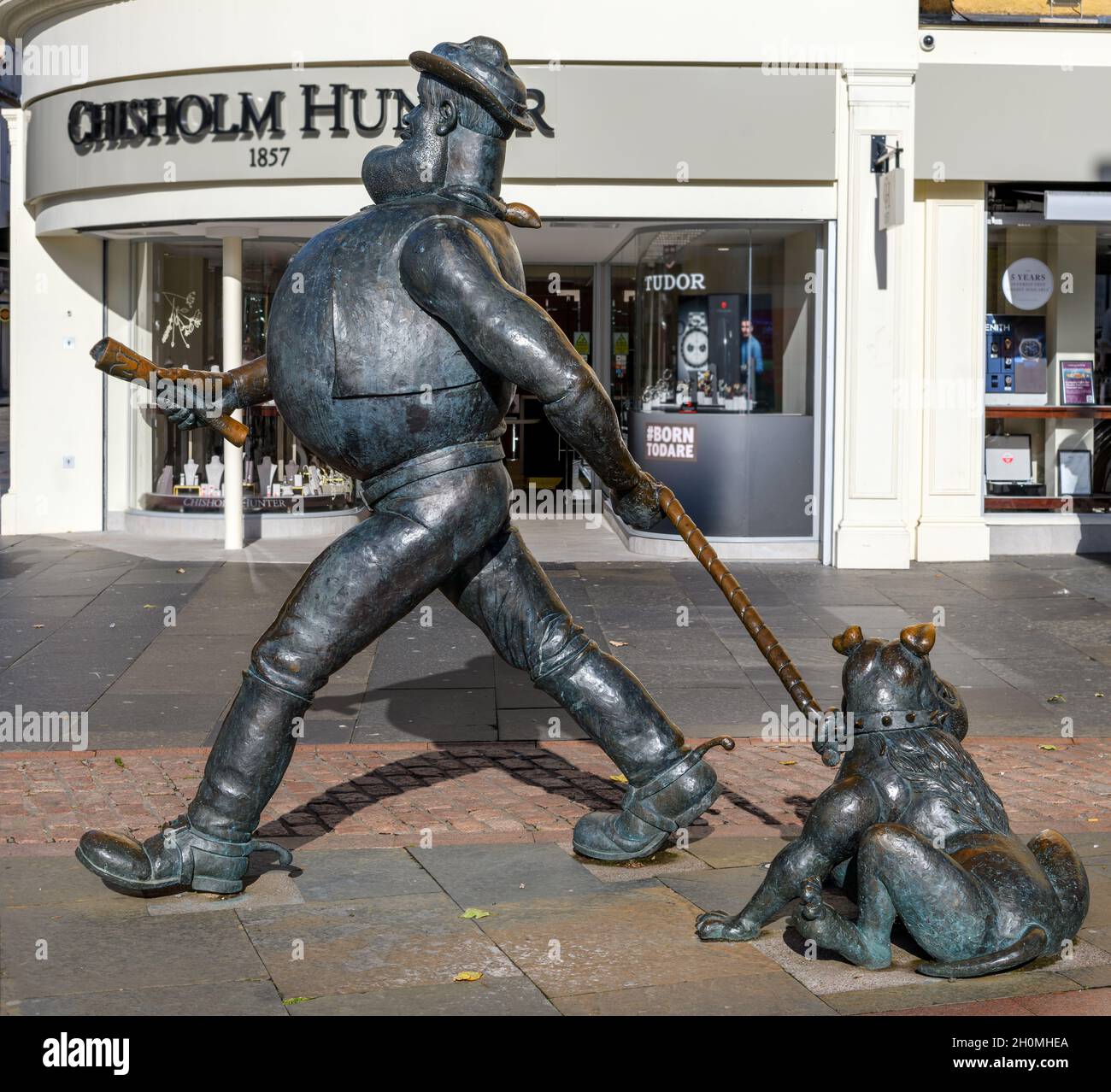 Statue des verzweifelten Dan auf der High Street, Dundee, Schottland, Großbritannien Stockfoto