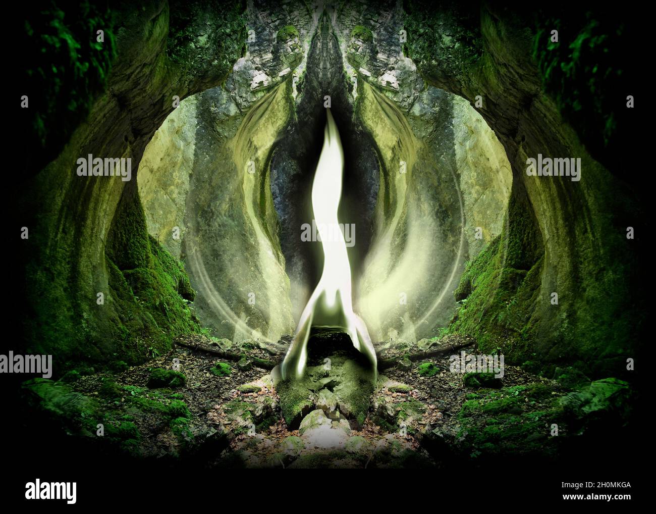 Die heilende grüne Flamme des Erzengels Raphael Stockfoto