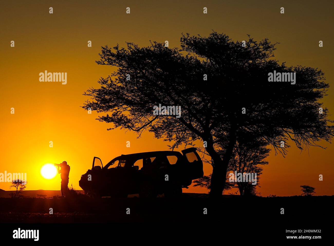 Zagora, Marokko, 13/10/2021, Sonnenaufgang, Landschaft während der Rallye du Maroc 2021, vom 8. Bis 13. Oktober 2021 in Zagora, Marokko - Foto Julien Delfosse / DPPI Stockfoto