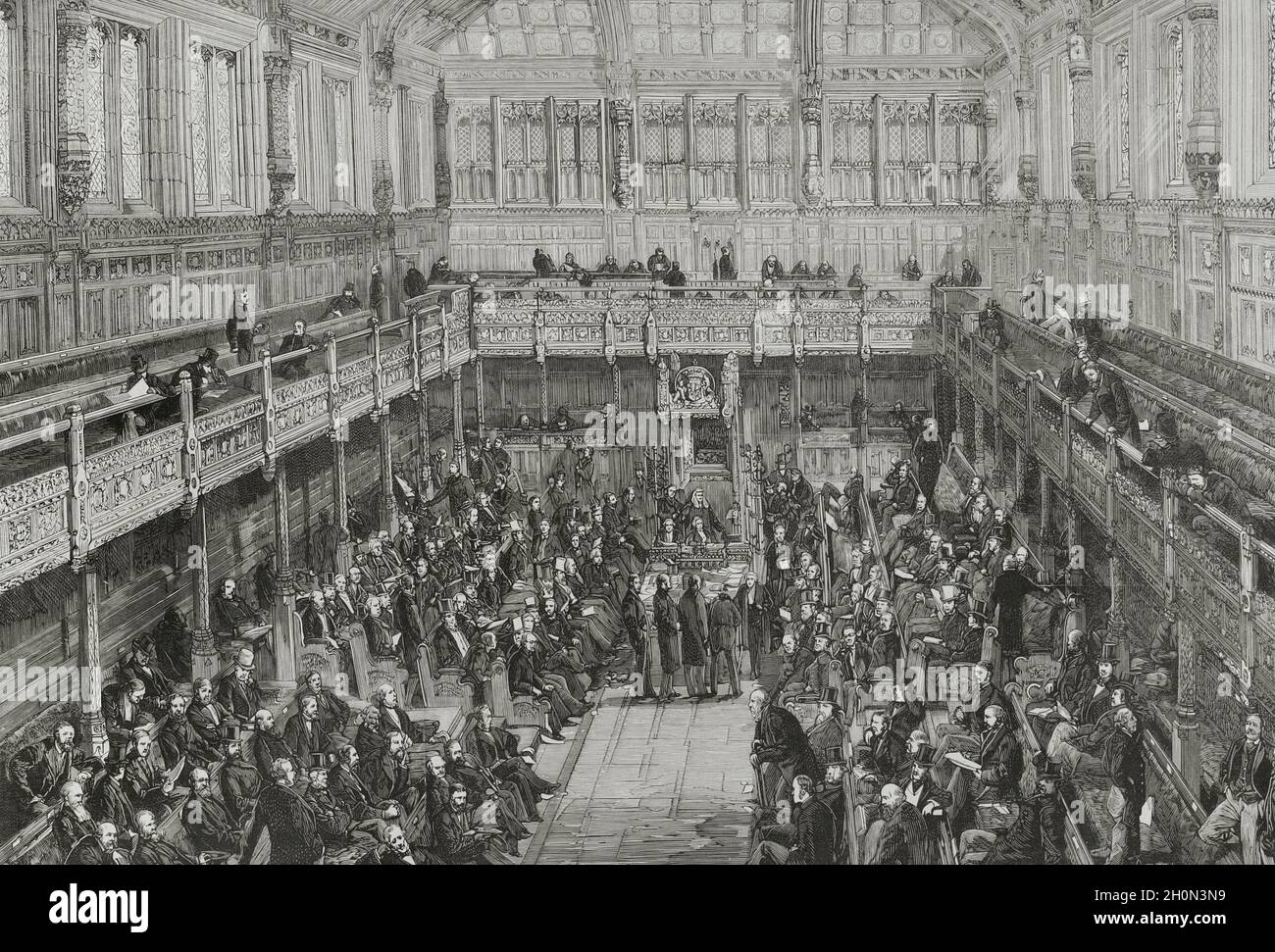 England, London. Das Unterhaus während der 72-stündigen Sitzung anlässlich der Diskussion über den Gesetzesentwurf über Zwangsmaßnahmen in Irland. Th Stockfoto