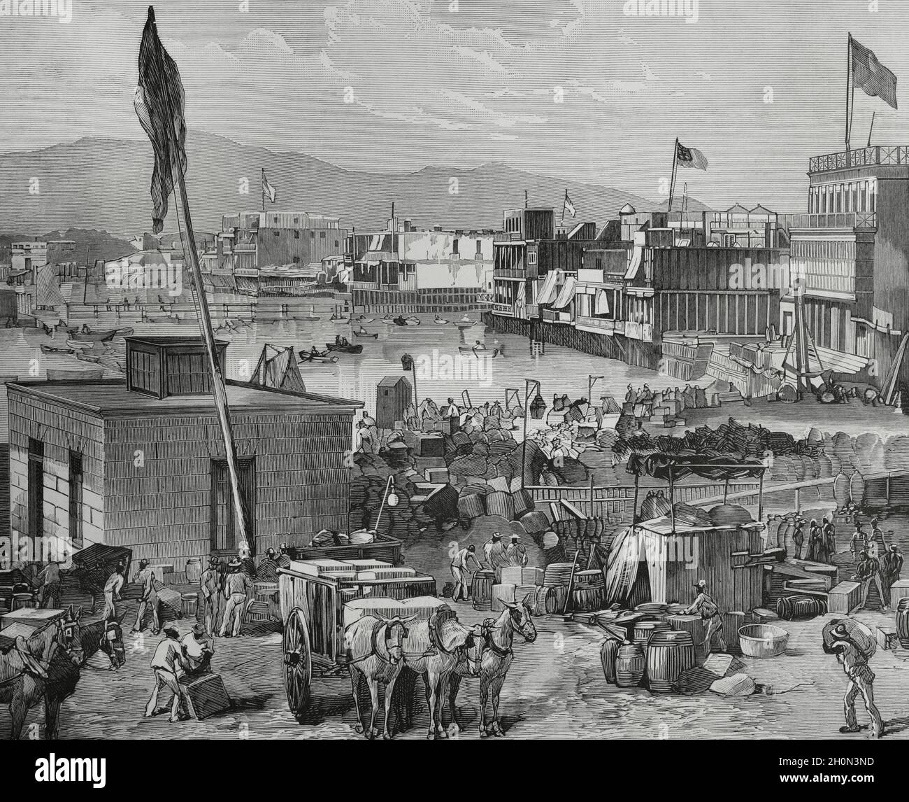 Die Besetzung der peruanischen Hauptstadt Lima (17. Januar 1881 - 23. Oktober 1883) während der chilenischen Militärregierung nach peruanischen Landniederlagen Stockfoto