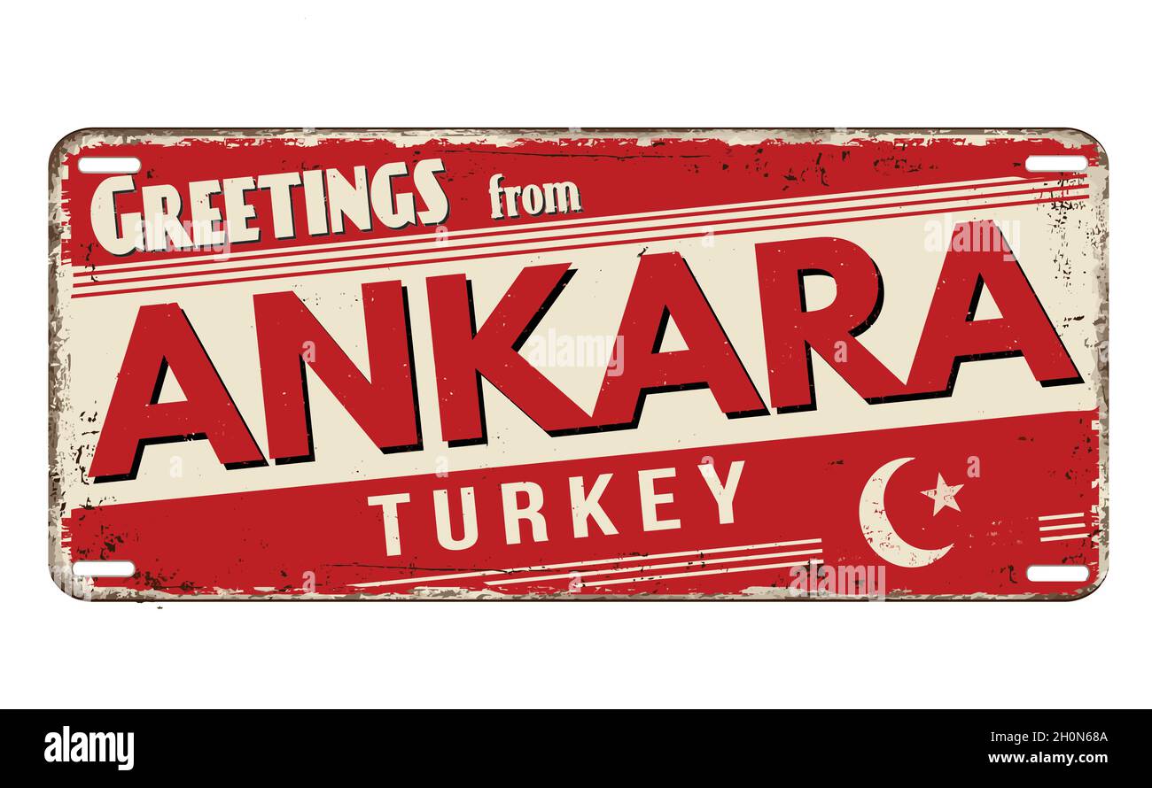 Grüße aus Ankara vintage rostigen Metallplatte auf weißem Hintergrund, Vektor-Illustration Stock Vektor