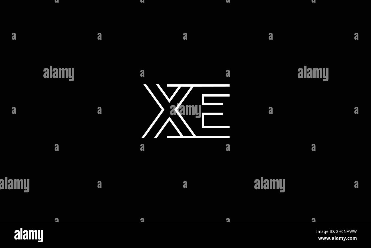 BUCHSTABEN XE-LOGO-DESIGN MIT NEGATIVEM PLATZEFFEKT FÜR DIE ILLUSTRATION Stock Vektor