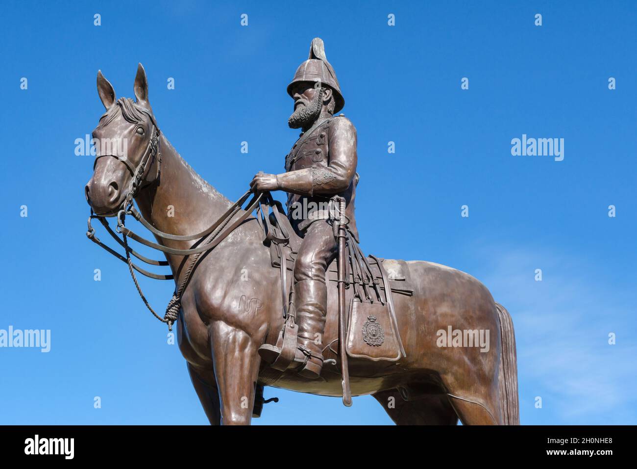 Calgary, Alberta, Kanada - 27. September 2021: Statue von Colonel James Macleod in Fort Calgary Stockfoto
