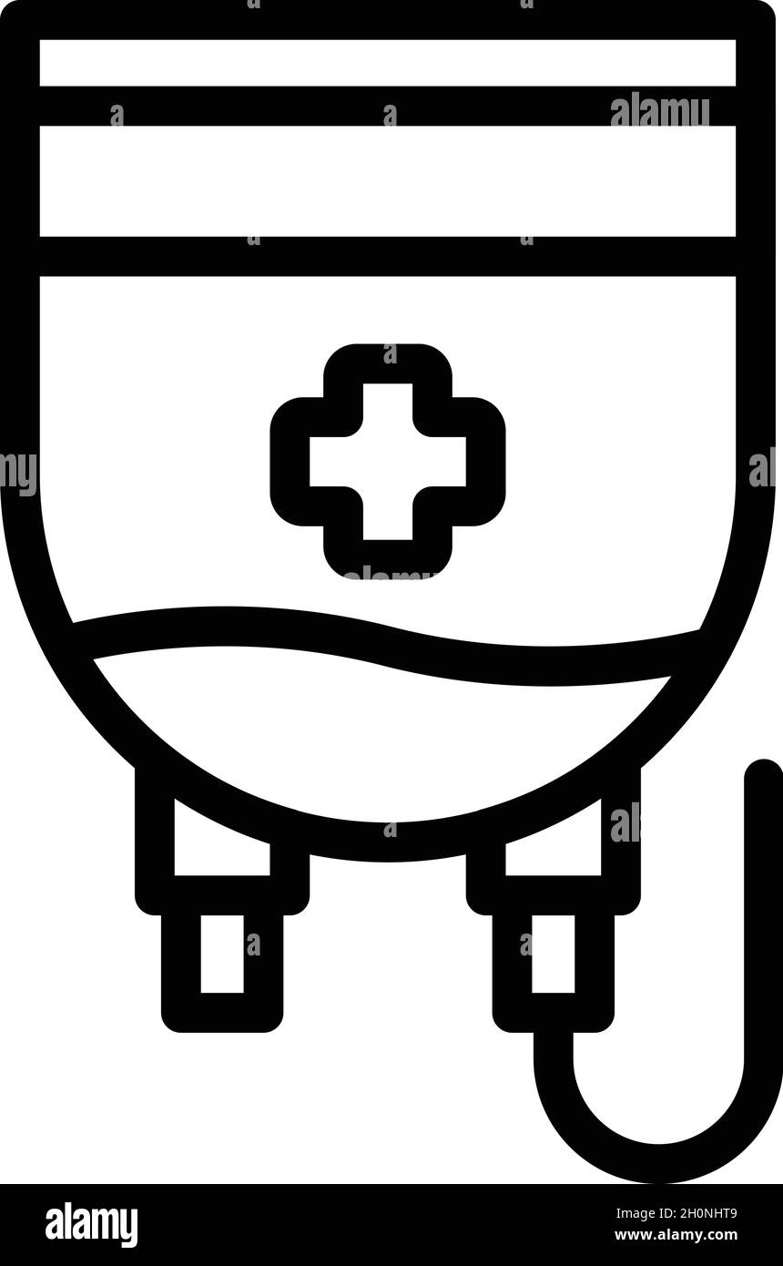 Symbolumrissvektor für Tropfflasche im Krankenhaus. Bettarzt. Medizinischer Patient Stock Vektor