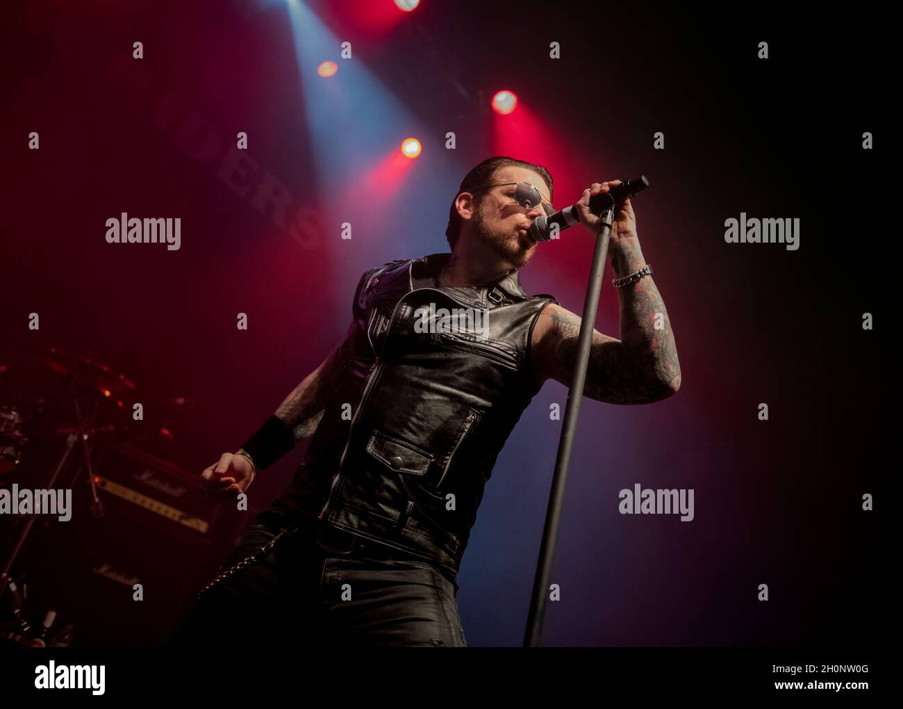 Black Star Riders (Sänger Ricky Warwick) live im Konzert im O2 Institute Birmingham, 18. März 2017. Live-Musikfotografie. Stockfoto