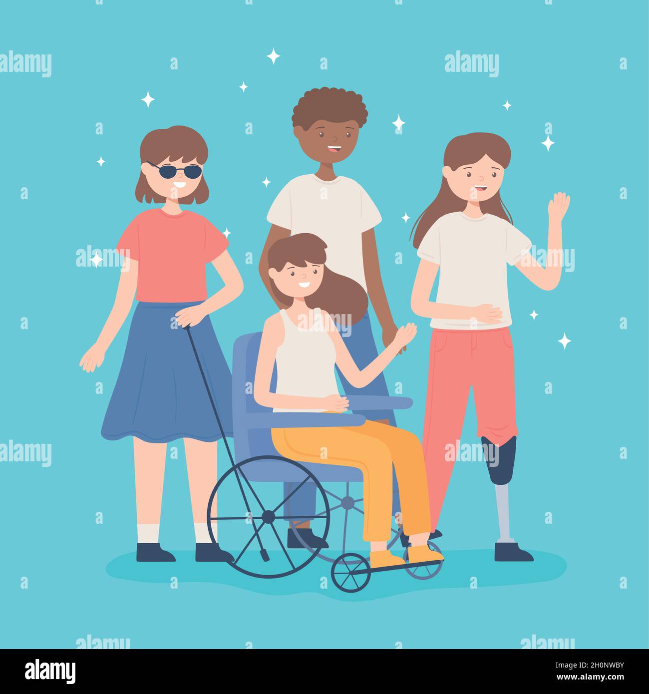 Vielfalt Menschen und Behinderte Stock Vektor