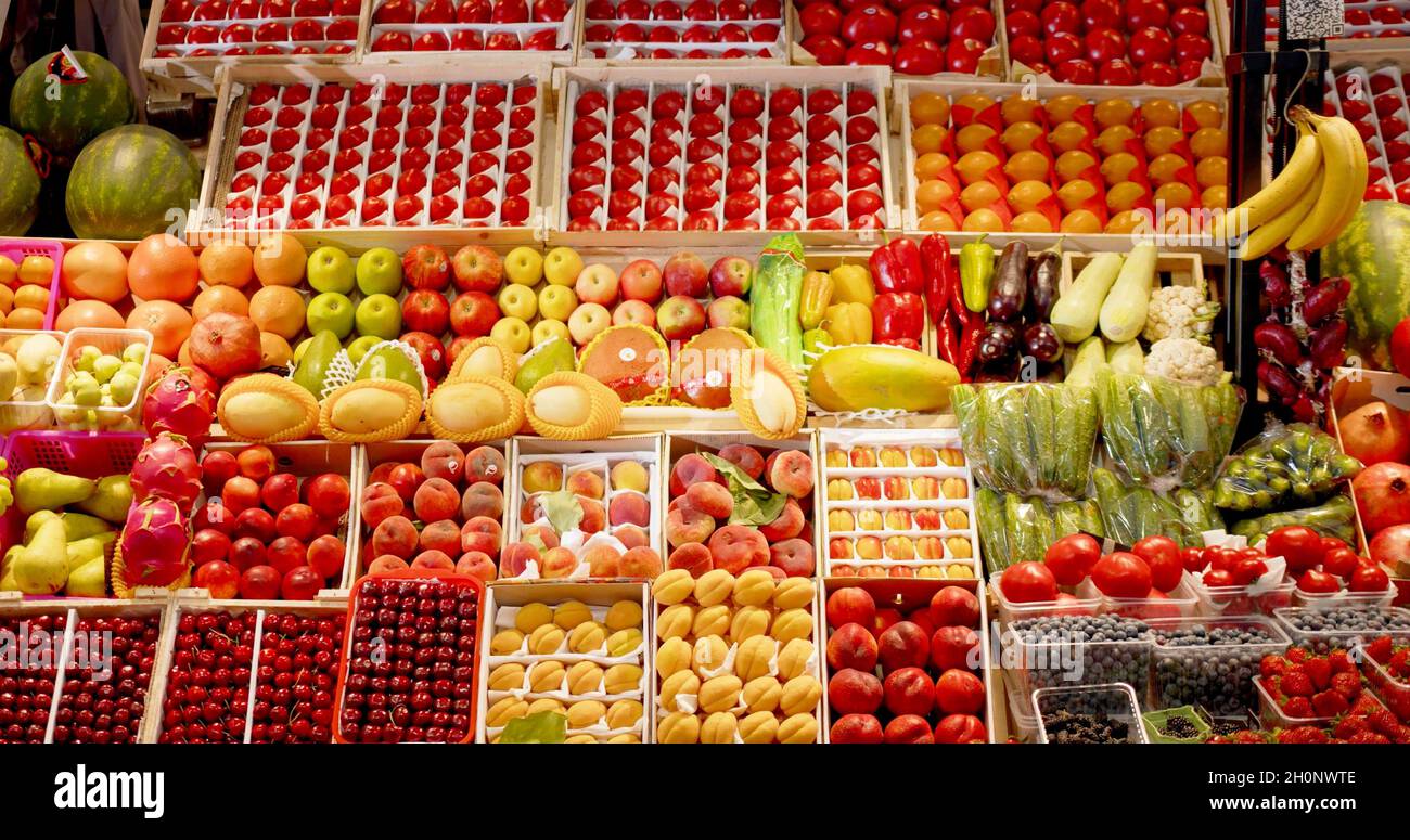 Ein Foto von Früchten in einem Supermarkt Stockfoto