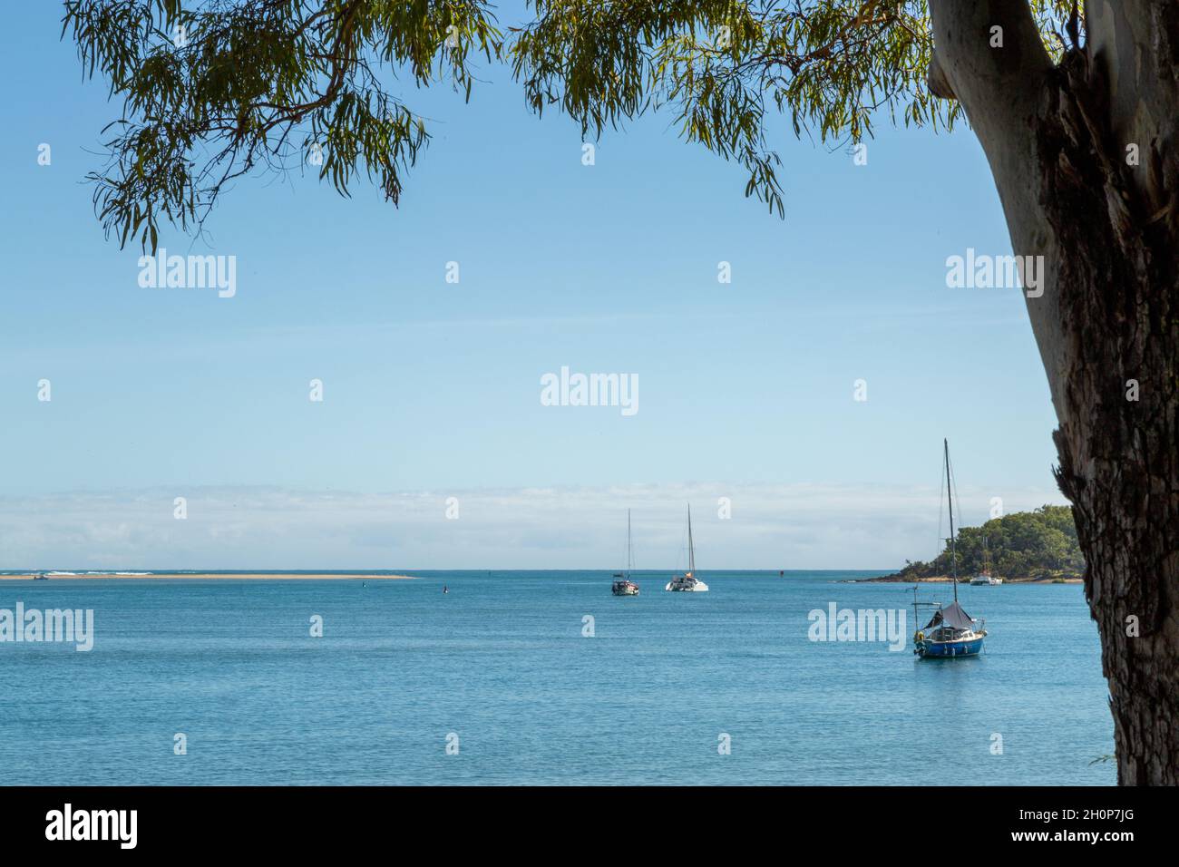 Yachten vor Anker bei Seventy Seventy, Queensland, Australien. Stockfoto