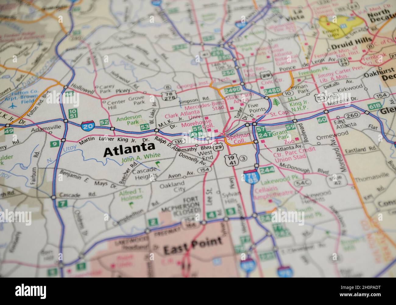 Karte der Stadt Atlanta, GA Stockfoto
