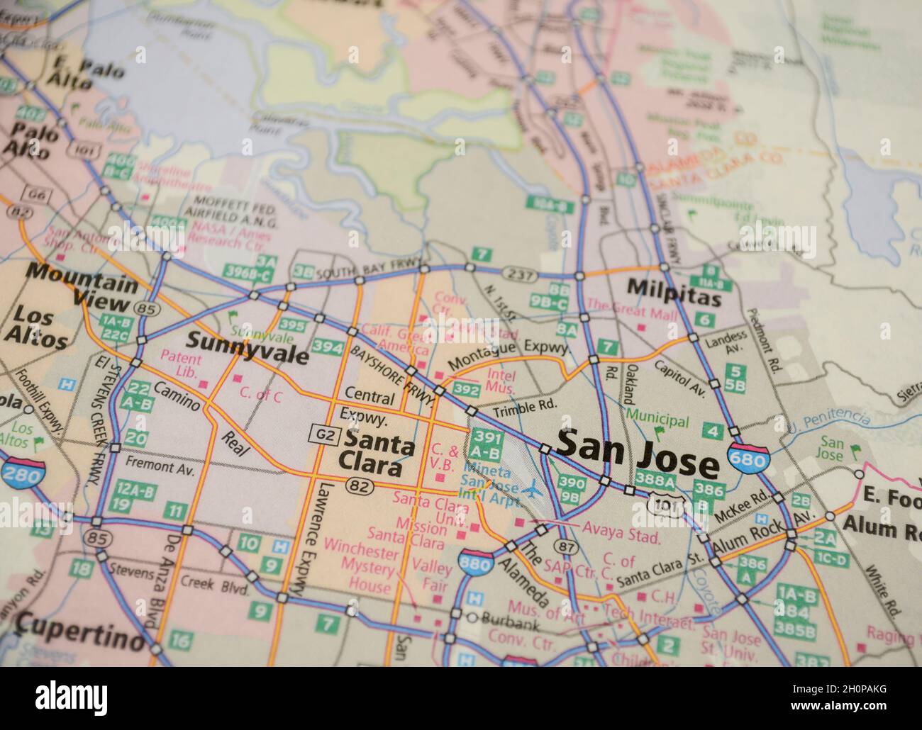 Stadtplan von San Jose, CA Stockfoto