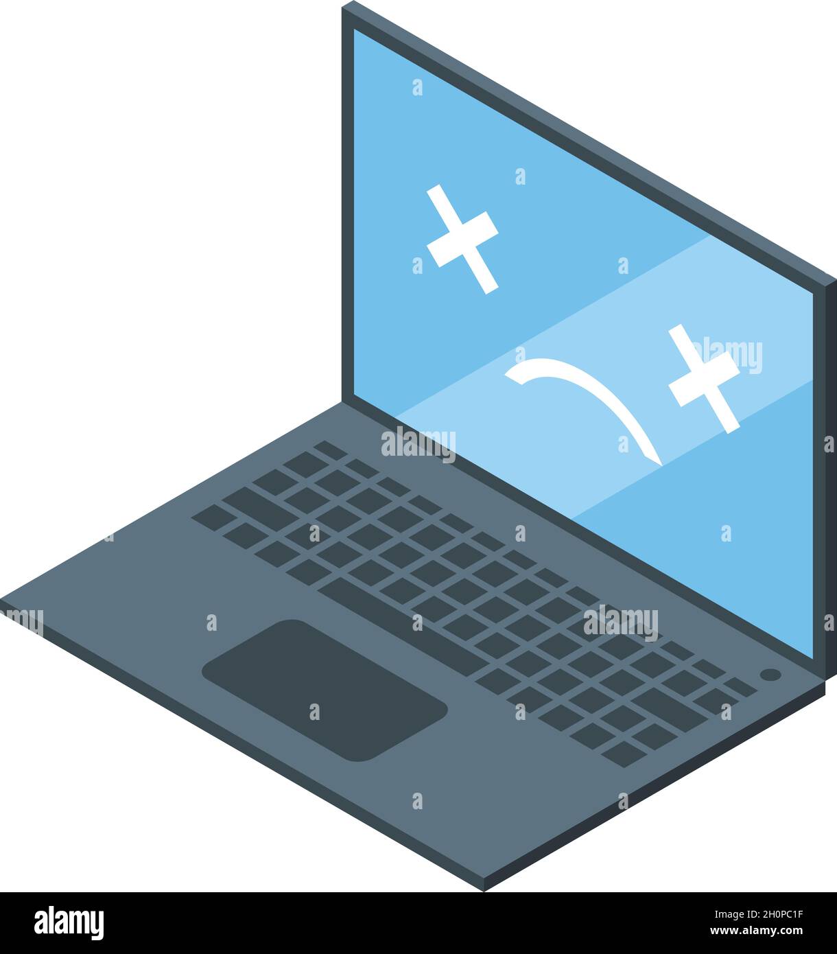 Aktualisieren Sie das Symbol der Laptop-Software für den isometrischen Vektor. Computer reparieren. Stützelement reparieren Stock Vektor