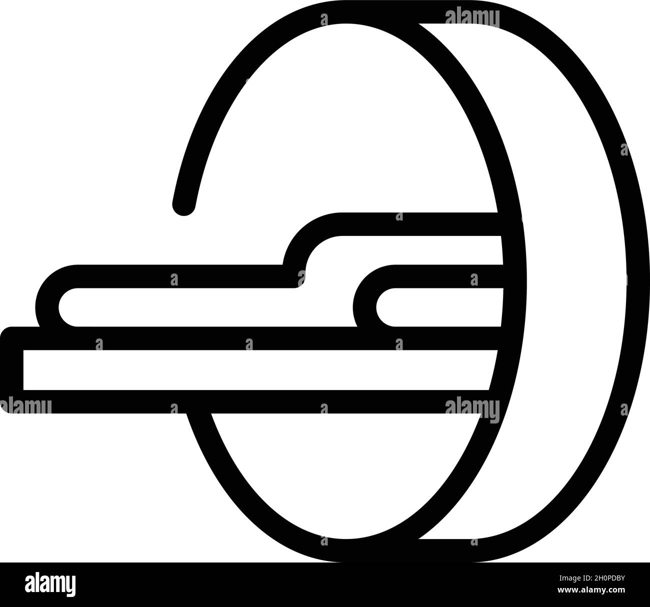 Gehirn-mrt-Symbolumrissvektor. Magnetresonanz. Medizinischer Scanner Stock Vektor