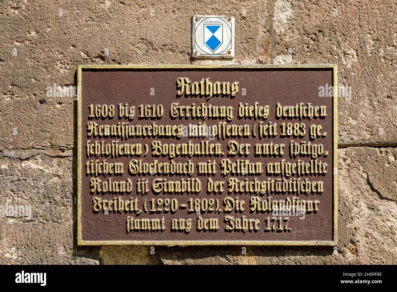 Informationboard im alten Rathaus in Nordhausen Stockfoto