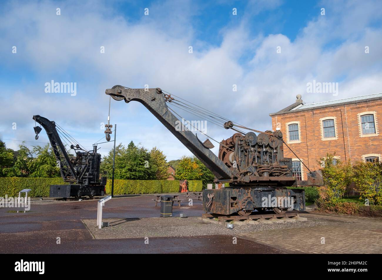 Old Rail Cranes im Summerlee Museum of Scottish Industrial Life, Coatbridge, Glasgow Stockfoto