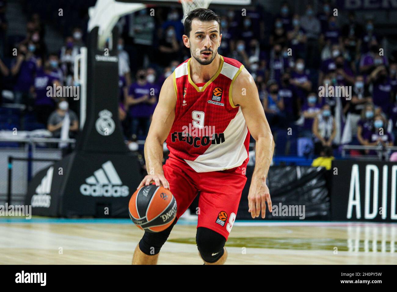 Leo Westermann aus Monaco während des Euroleague-Basketballspiels von Turkish Airlines zwischen Real Madrid und AS Monaco am 13. Oktober 2021 im Wizink Center in Madrid, Spanien - Foto: IRH/DPPI/LiveMedia Stockfoto