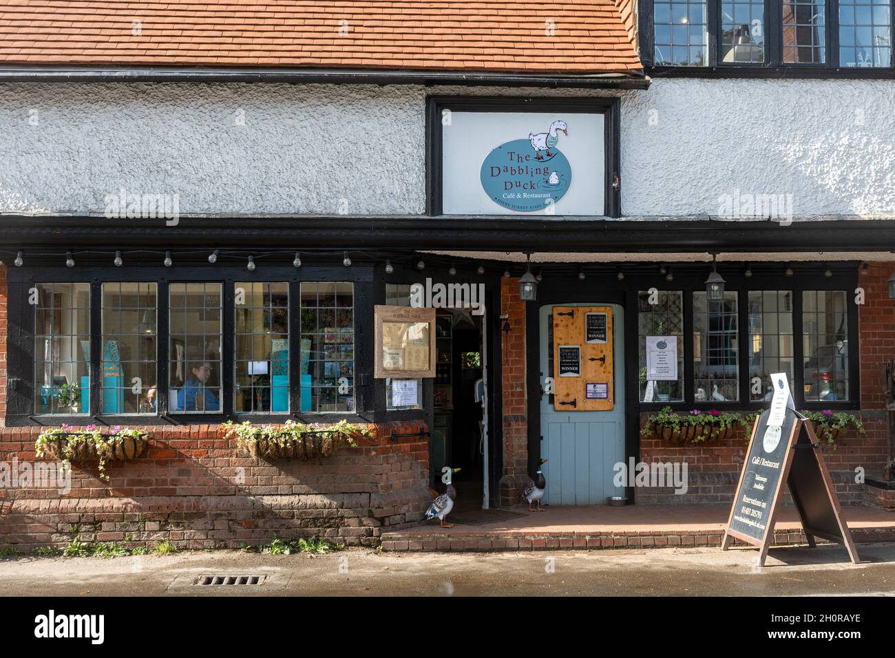 Café und Restaurant Dabbling Duck im hübschen Dorf Shere in Surrey, England, Großbritannien Stockfoto