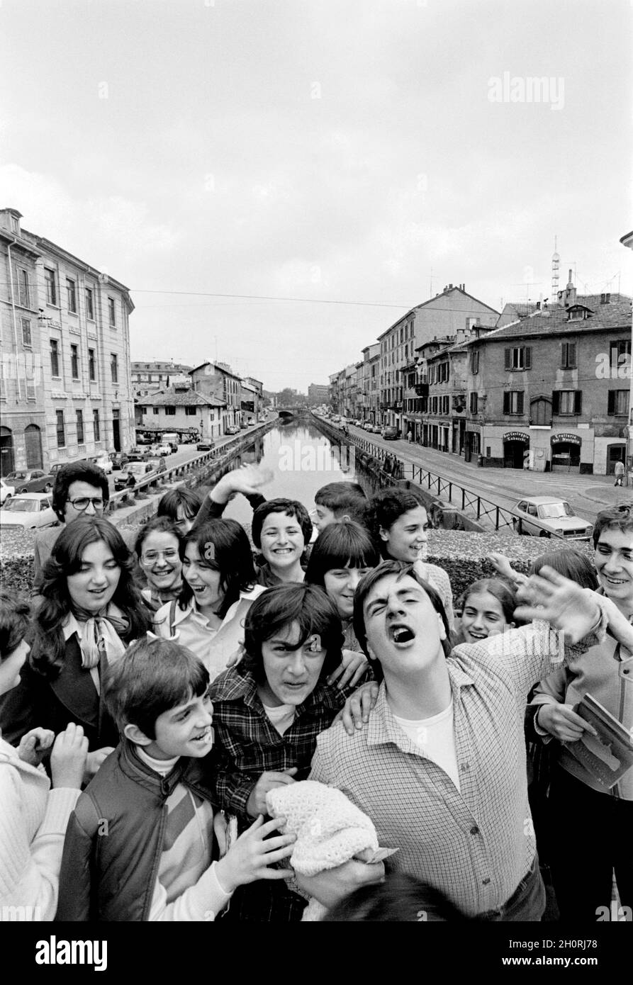 Street Photography, Mailand, Italien, 1979, Schulklasse. Stockfoto