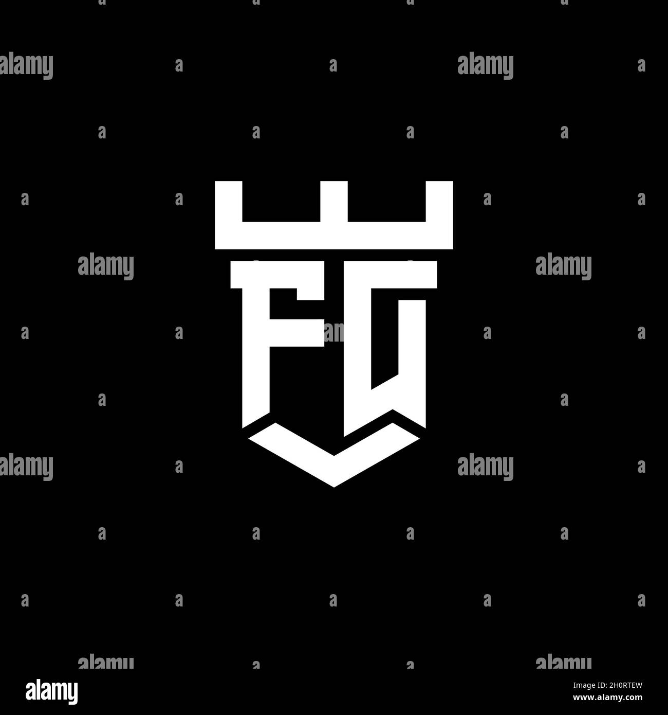 FD-Logo Initial Monogramm mit Burg Form Stil Design-Vorlage in schwarzem Hintergrund isoliert Stock Vektor