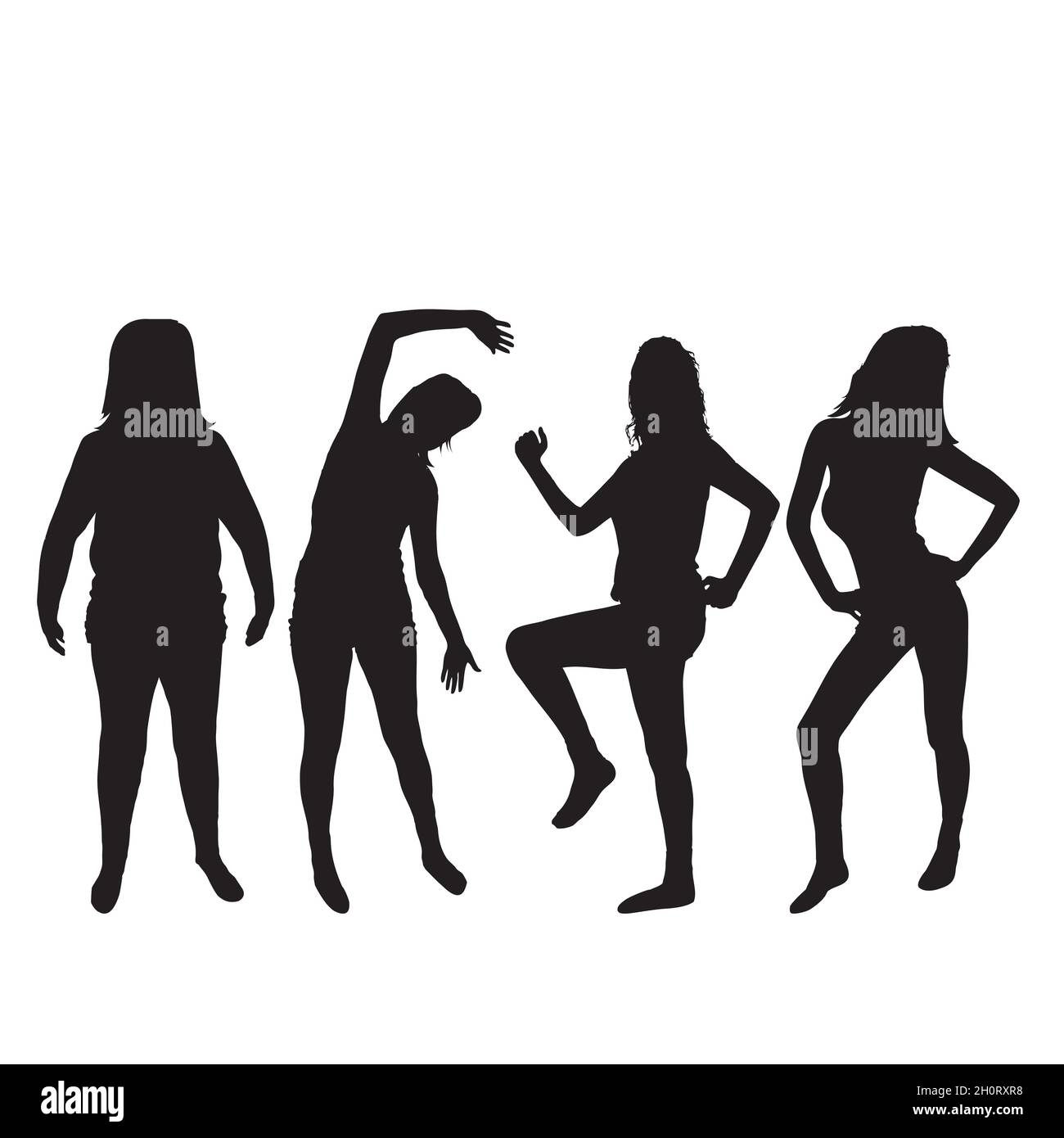 Isolierte Frau Silhouetten weißen Hintergrund Stock Vektor