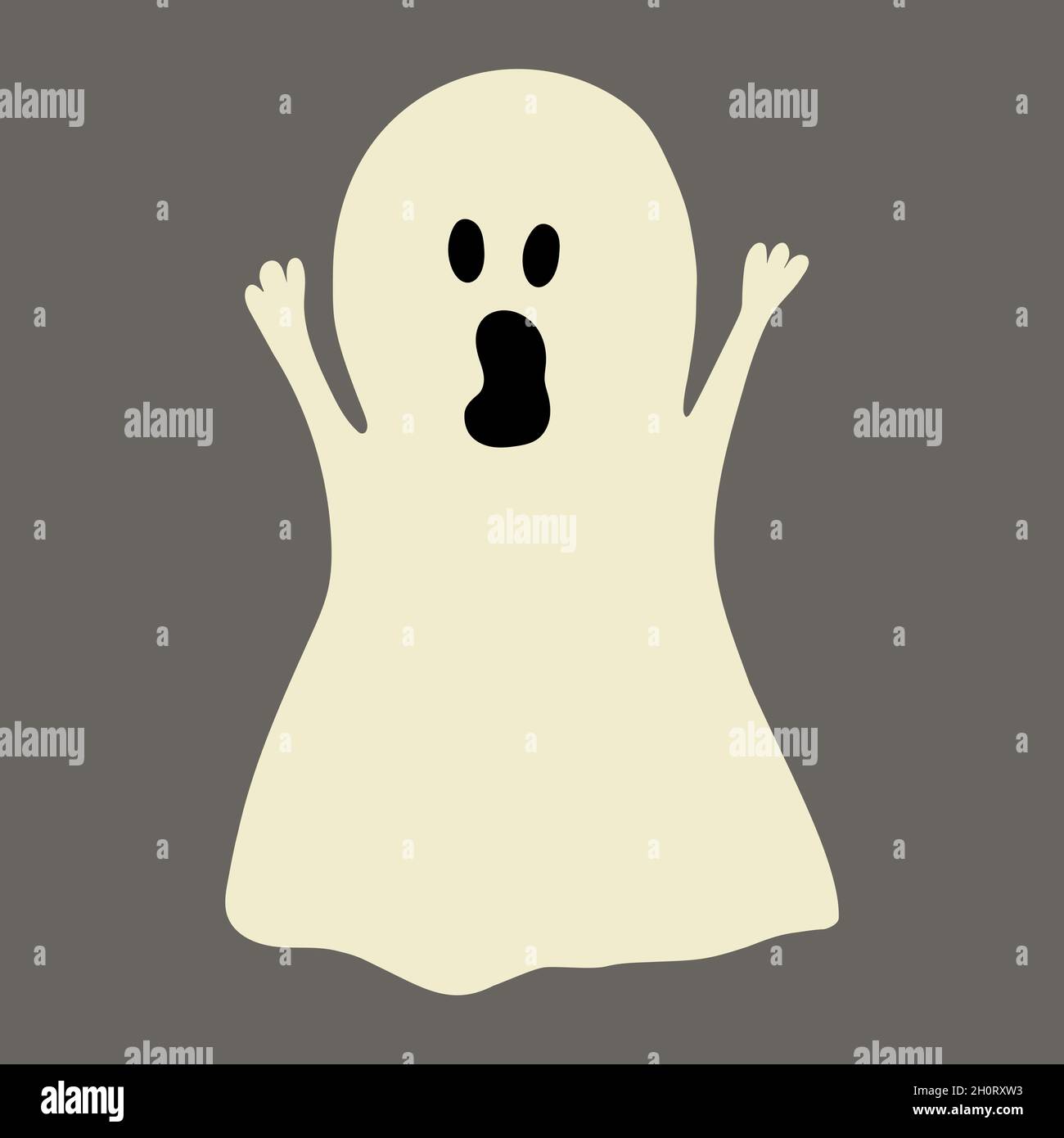 Gruseliges Ghost Sheet auf grauem Hintergrund isoliert Stock Vektor