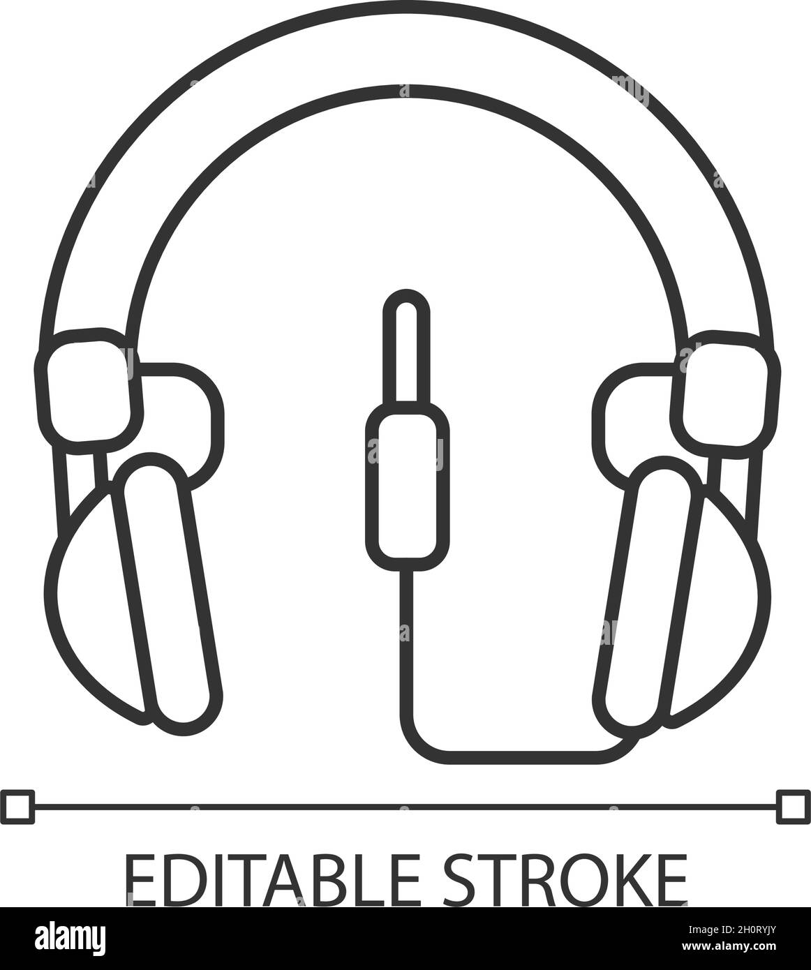 Lineares Symbol für umlaufendem Headset mit Kabel Stock Vektor