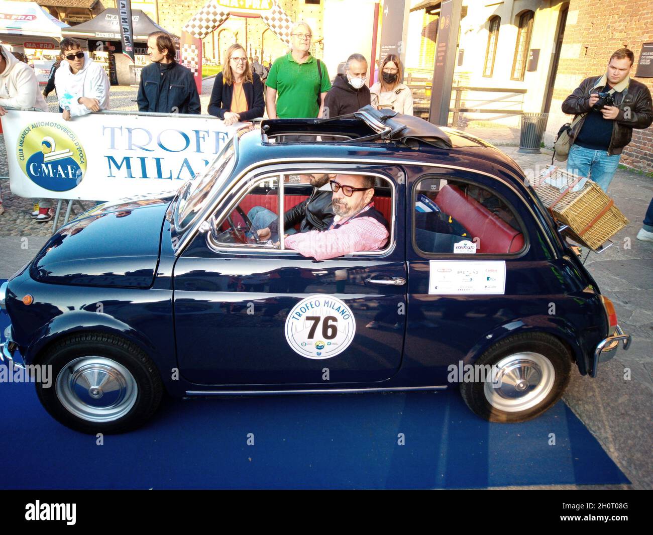 Mailand, Italien. Oktober 2021. TROFEO MILANO, ein Wettbewerb für Oldtimer und Motorräder, der vom C.M.A.E., Club Milanese Automotoveicoli d'Epoca, organisiert wird. Stockfoto