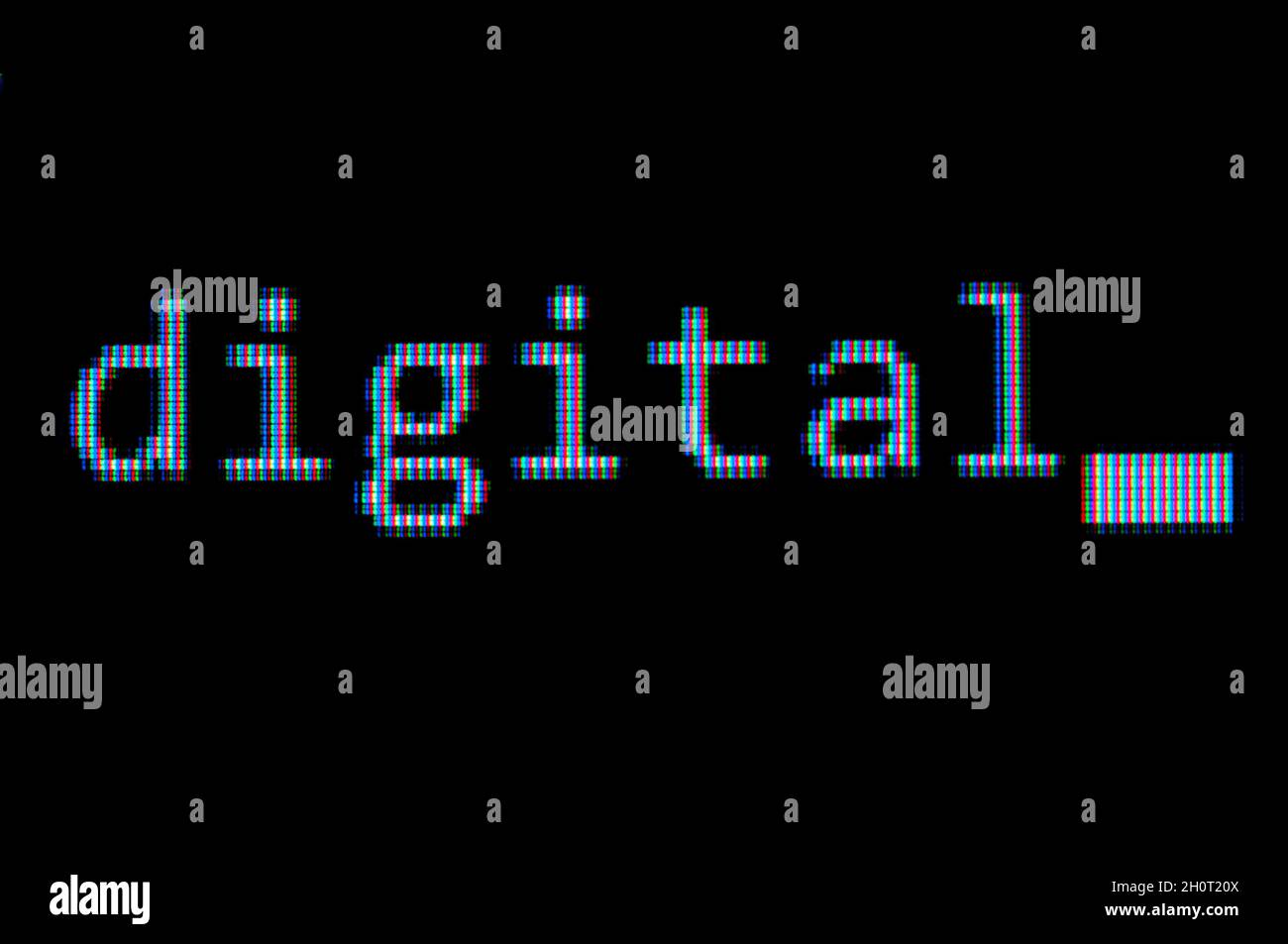 Makrofotografie des Wortes digital auf modernen farb-lcd-Bildschirm Stockfoto