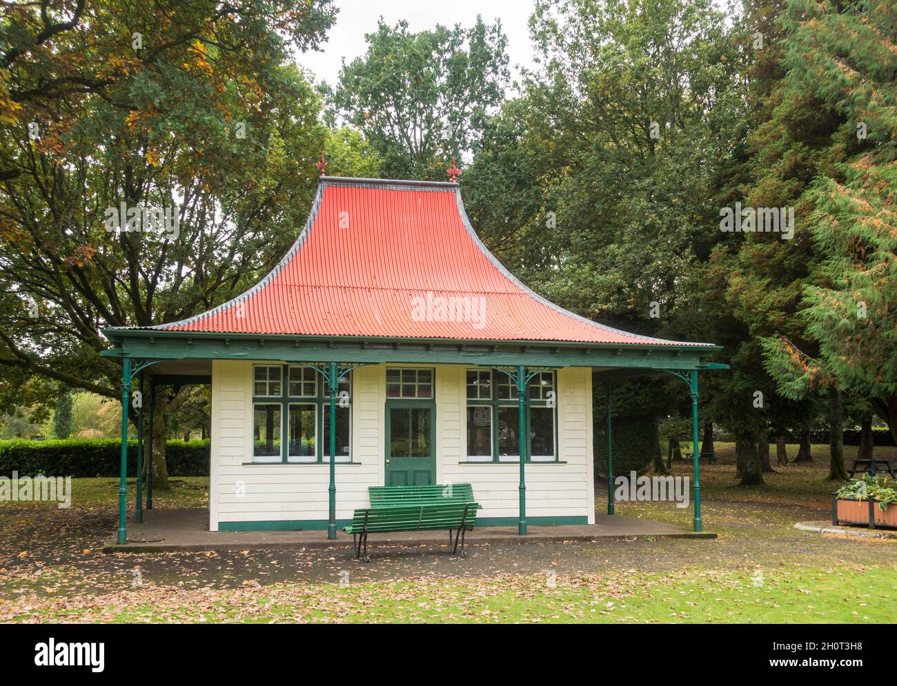 Der denkmalgeschützte Pavillon in Moffat Station Park, Dumfriesshire, Schottland, Großbritannien Stockfoto