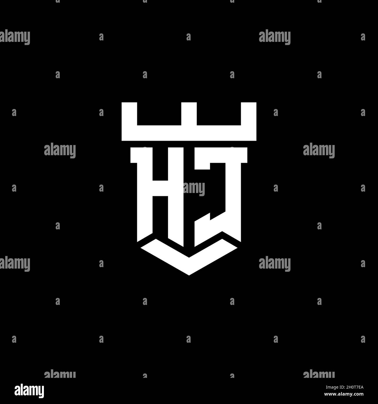HC-Logo anfängliches Monogramm mit Burg Form Stil Design-Vorlage in schwarzem Hintergrund isoliert Stock Vektor