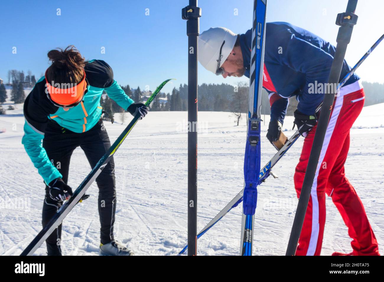 Experten tun Langlauf Stockfoto