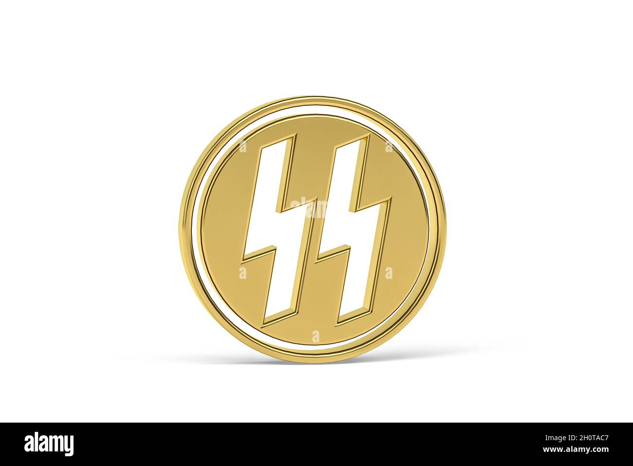 Goldenes nazismus-Symbol auf weißem Hintergrund isoliert - 3D-Rendering Stockfoto