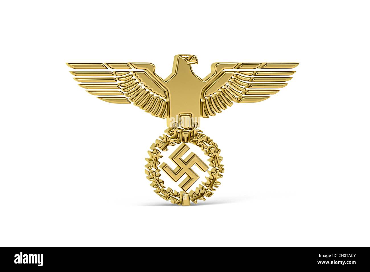 Goldenes nazismus-Symbol auf weißem Hintergrund isoliert - 3D-Rendering Stockfoto