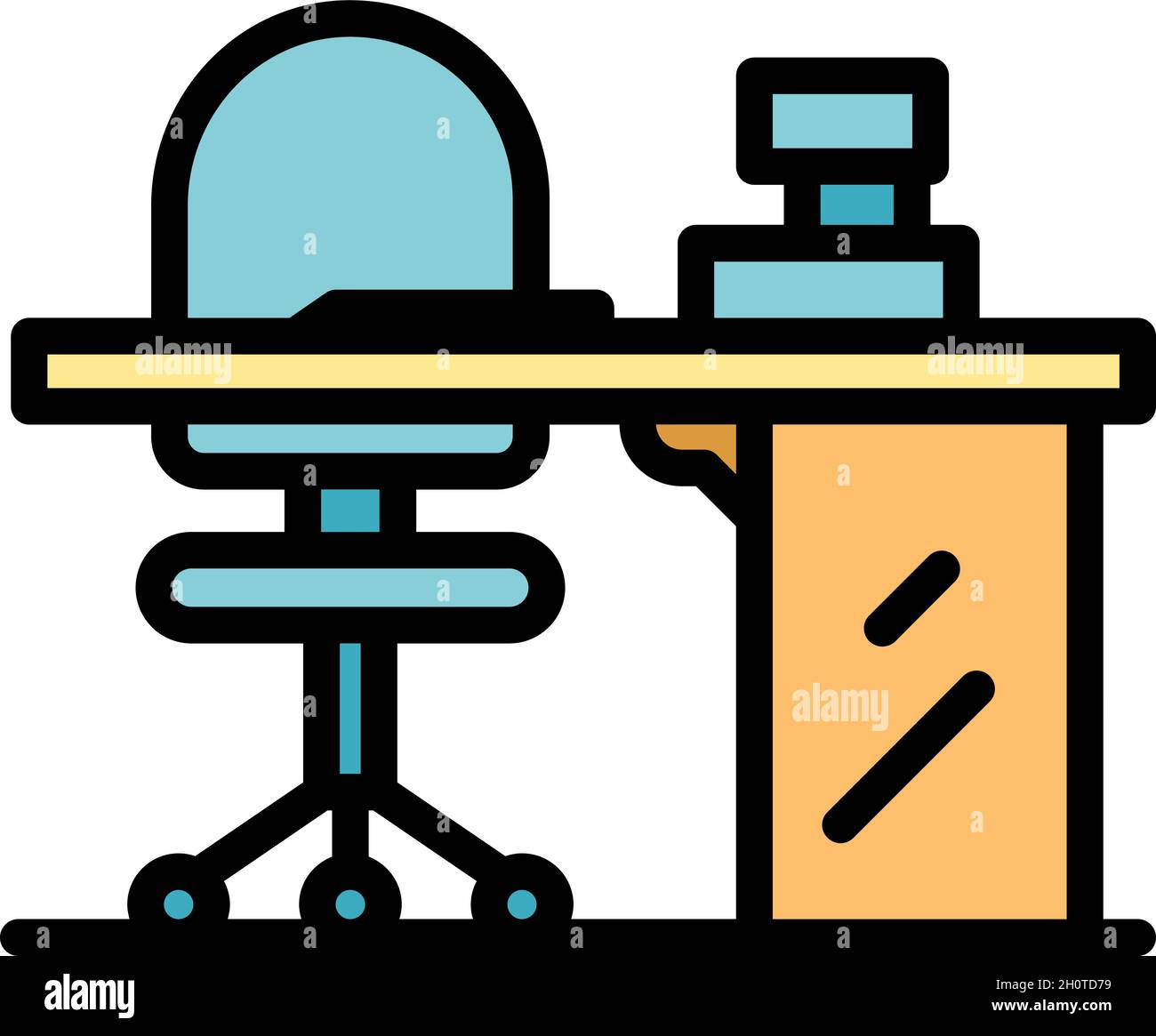 Symbol für den Arbeitsplatz des Stuhls. Outline Stuhl Arbeitsplatz Vektor  Symbol Farbe flach isoliert Stock-Vektorgrafik - Alamy