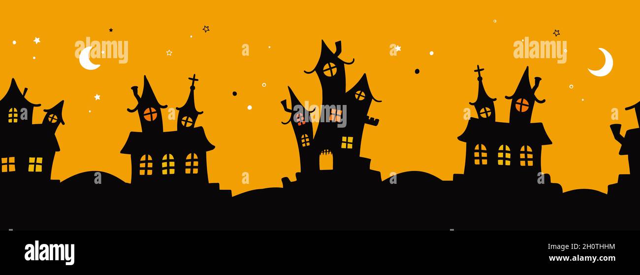 Lustige halloween Burgen nahtlose Muster, ideal für Banner, Tapeten, Verpackung, Textilien - Vektor-Design Stock Vektor