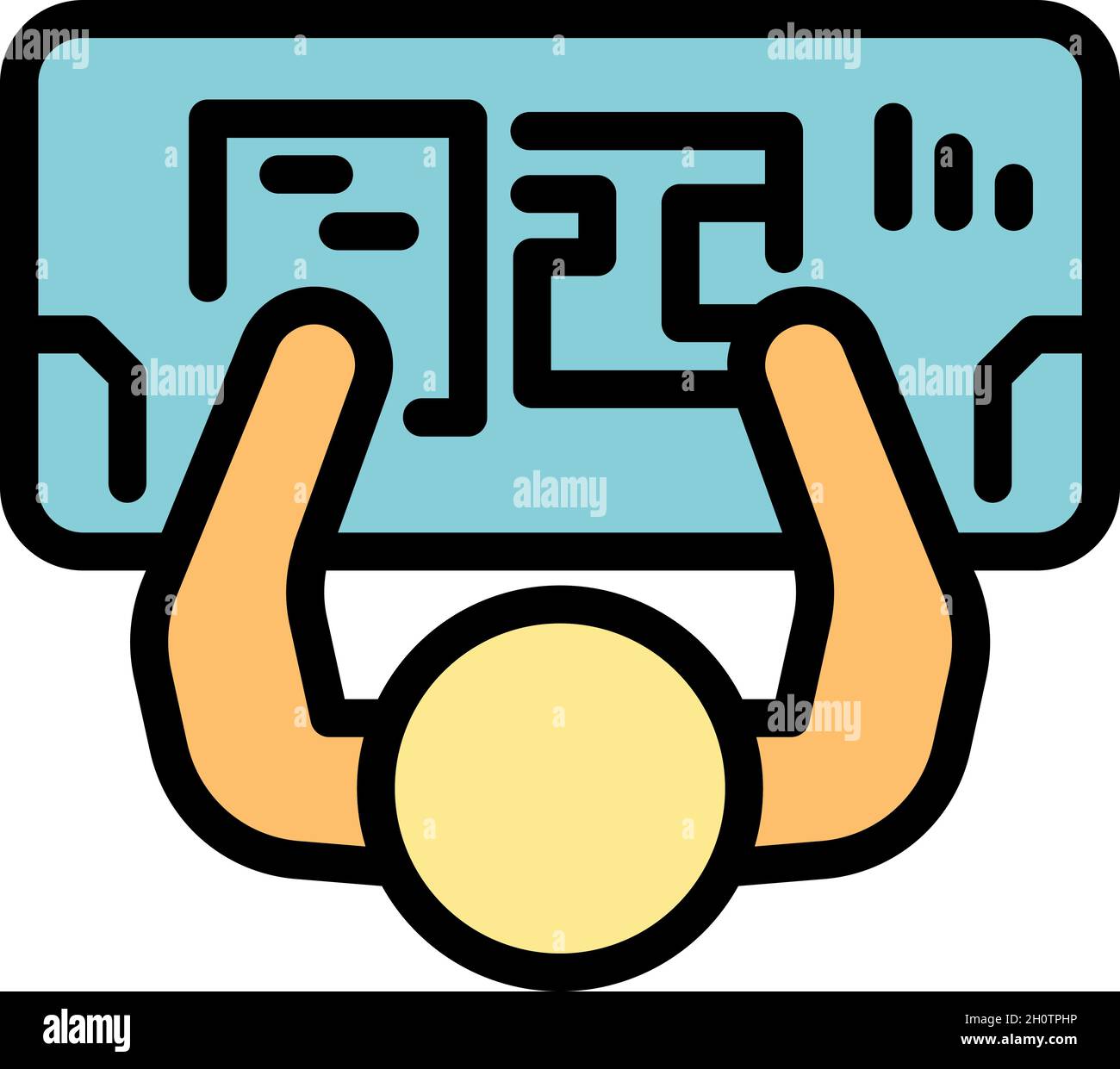 Symbol für ergonomischen Arbeitsplatz. Kontur ergonomische Arbeitsplatz Vektor Symbol Farbe flach isoliert Stock Vektor