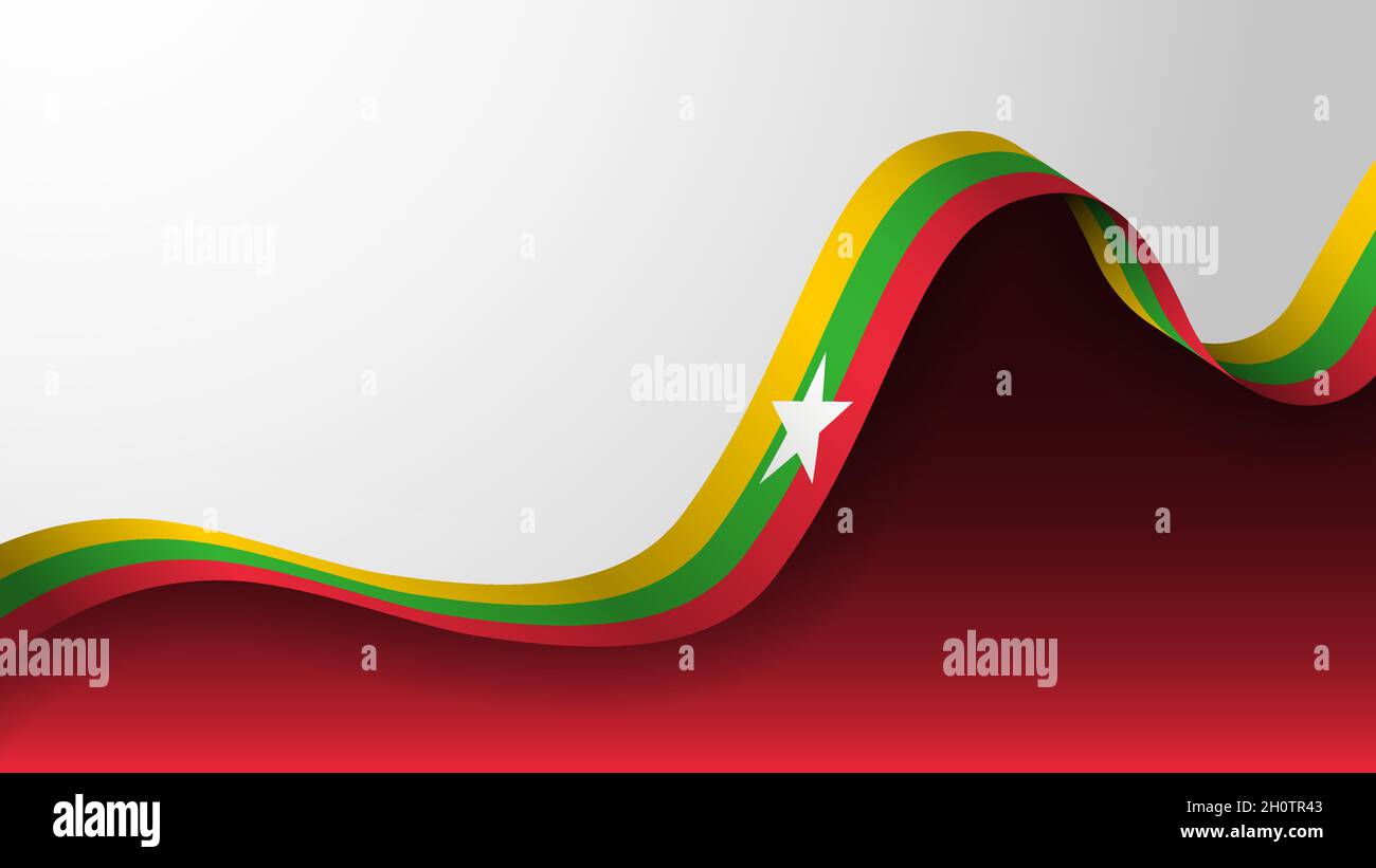 EPS10 Vektor Patriotischen Hintergrund mit Myanmar Flagge Farben. Ein Element der Wirkung für die Verwendung, die Sie daraus machen möchten. Stock Vektor