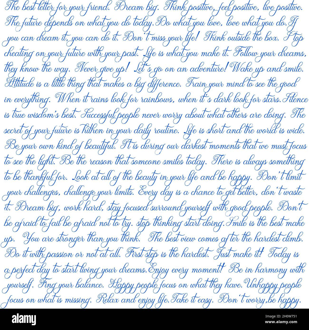 Digitale Papierüberlagerung mit inspirierenden Zitaten. Kalligraphischer Text im Vintage-Stil Stockfoto