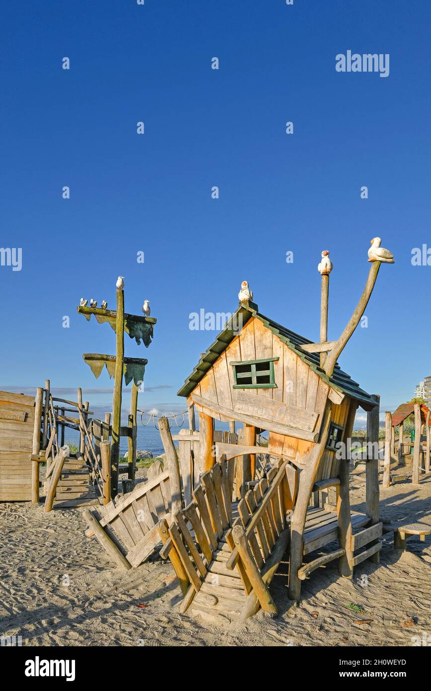 Skurrile Kinderspielplatz, John Lawson Park, Ambleside, West Vancouver, British Columbia, Kanada Stockfoto