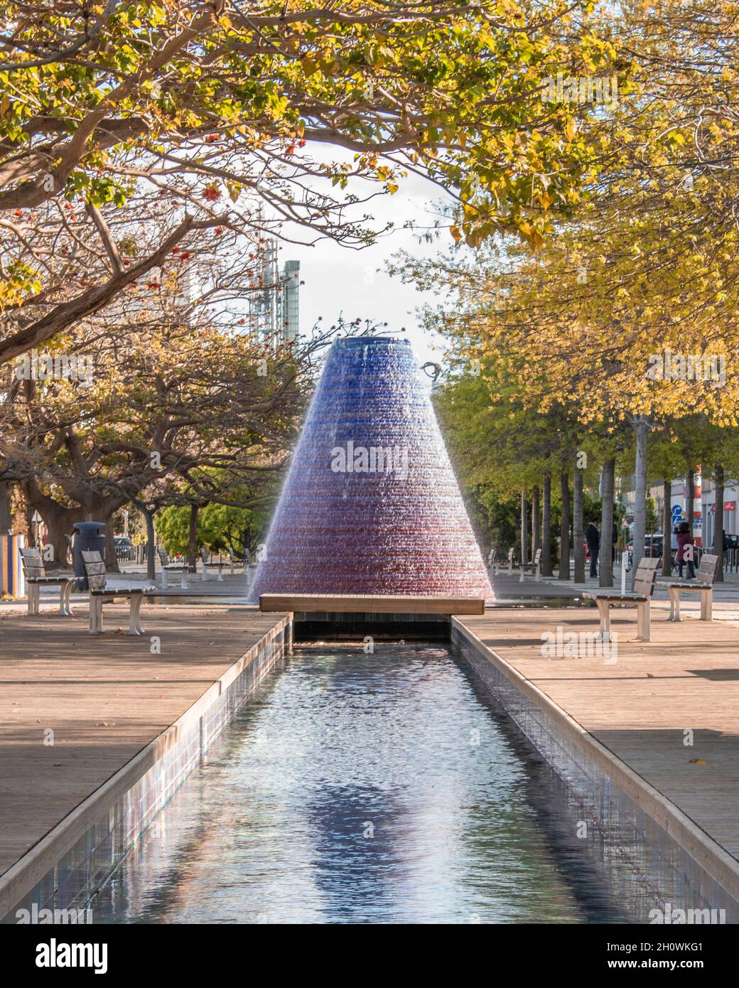 Vulcano-Brunnen im Parque das Nações in Lissabon Stockfoto