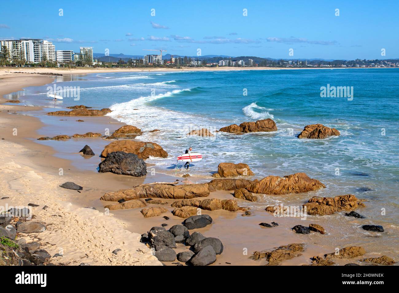 Surfer bei Kirra Stockfoto