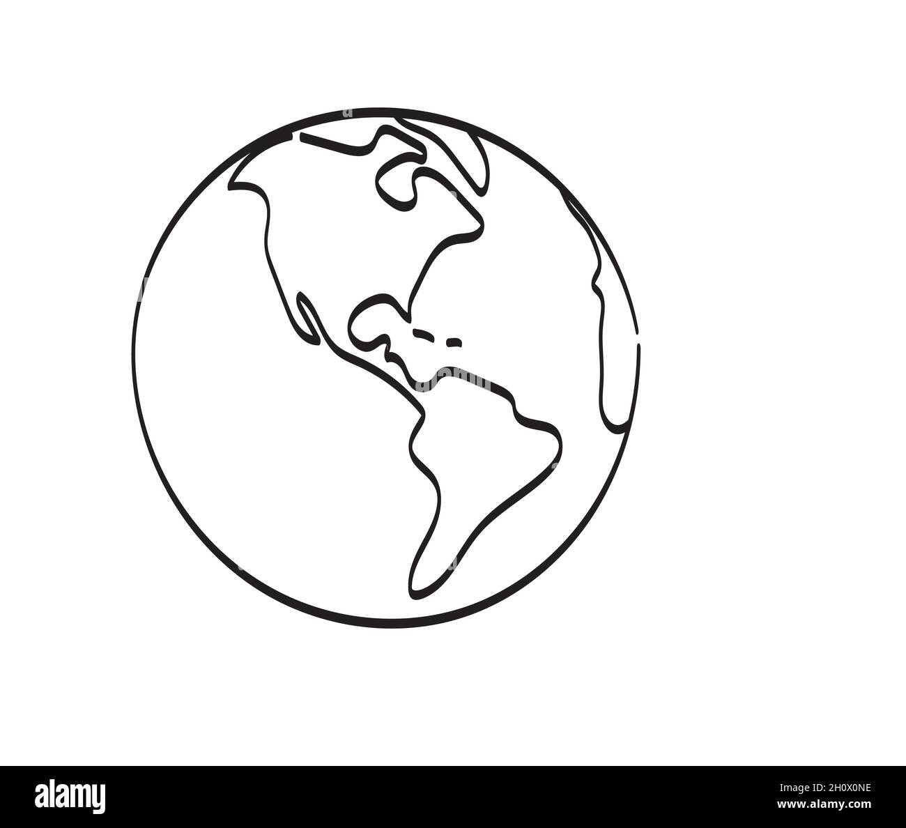 Linienkunst amerika Planet Erde Illustration Vektor isoliert auf weißem Hintergrund Stock Vektor