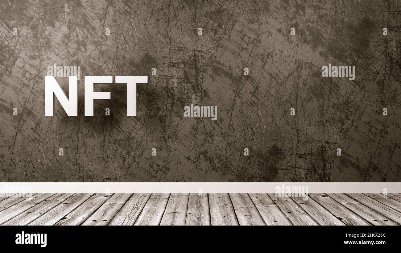 NFT-Text im Raum Stockfoto