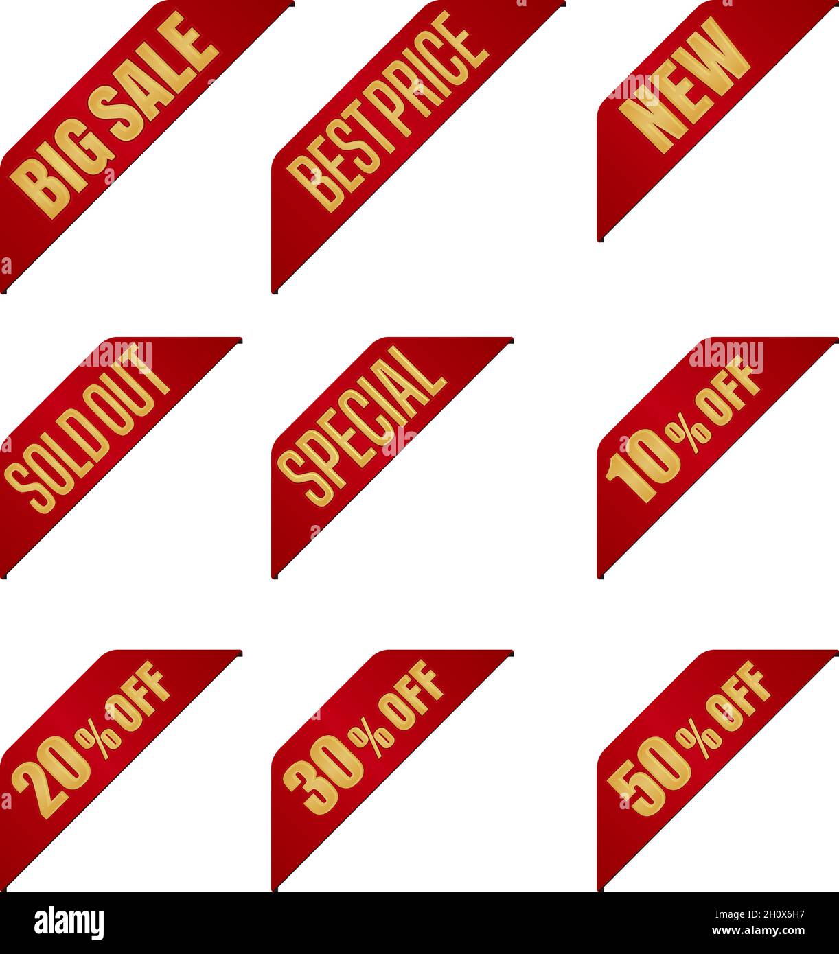 Rabatt, Verkauf Symbol Illustration Set für E-Commerce-Website etc. ( Ecke Band ) Stock Vektor