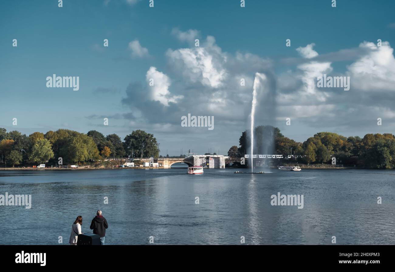 Hamburg Binnenalster See in der Innenstadt, Deutschland Stockfoto